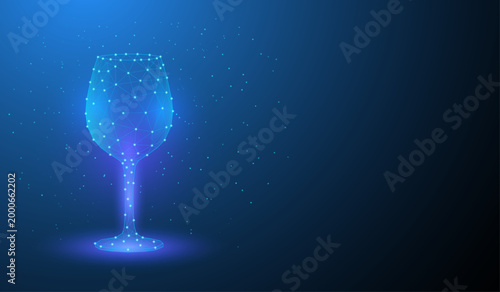 Digital Wine Glass Network Low Poly Technology Celebration Drink Concept Vector Illustration