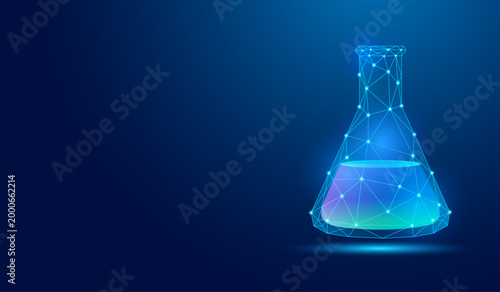 Digital Laboratory Flask Network Low Poly Science Chemistry Technology Concept Vector Illustration