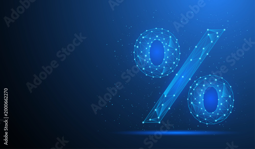 Digital Percent Symbol Network Low Poly Technology Discount Finance Concept Vector Illustration