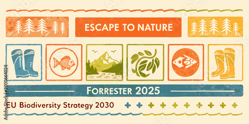 nature themed banner with colorful outdoor elements and text high quality professional detailed modern elegant