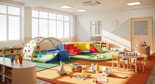 preschool classroom with play equipment and toys for kids