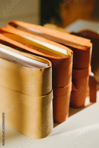 Closeup of colorful book spines on a shelf with warm lighting, textured covers and a row of volumes suggesting library, study or reading room ambiance and order