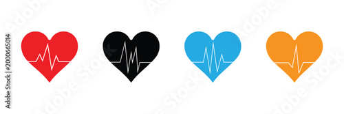 Heartbeat / heart beat pulse flat icon for medical apps and websites . Vector Illustration . EPS 10 .