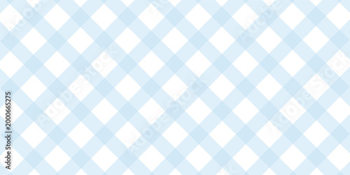 Seamless Light Blue Gingham Pattern Background. Classic Two-Tone Pastel Plaid Check Design for Fabric, Textile, Wallpaper, and Picnic Decor.