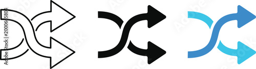 Random playlist music mix vector icon representing shuffle play, audio tracks, and music streaming concepts.