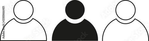 User Profile Avatar Icon Set in Flat and Outline Design Vector Set