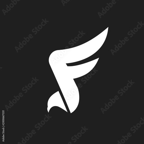 Minimalist Letter F Eagle Bird Logo Design Abstract Monogram Icon