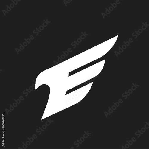 Modern Stylized Eagle Head and Wing Logo Design with Letter E