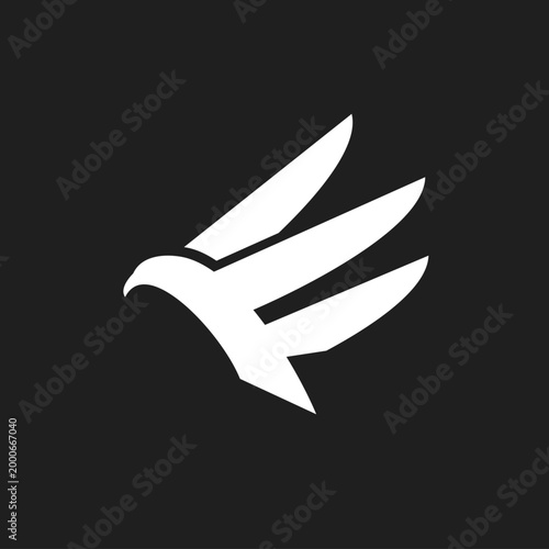 Modern Stylized Flying Eagle Bird Logo with Abstract Geometric Wings - Concept Icon for Speed and Freedom
