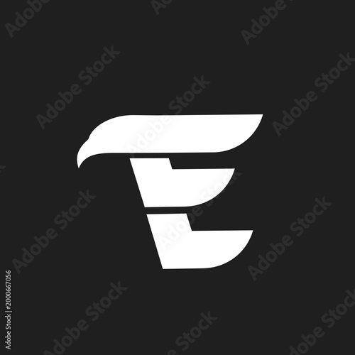 Abstract Stylized Letter E Eagle Head and Wing Logo Design