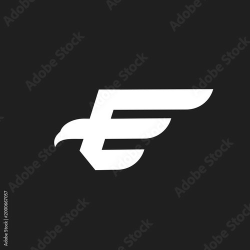 Stylized E Letter Eagle Logo Design - Modern Abstract Bird Symbol