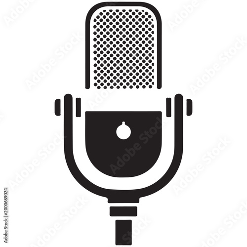 Classic vintage microphone icon flat vector illustration isolated on white background