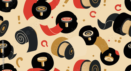 A mid-century seamless pattern of sushi rolls in a vector illustration for a food design