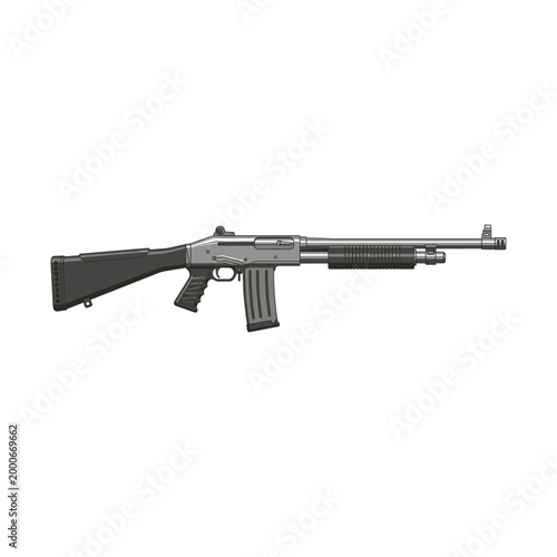 Vector Shotgun illustration, a firearm with detachable magazine