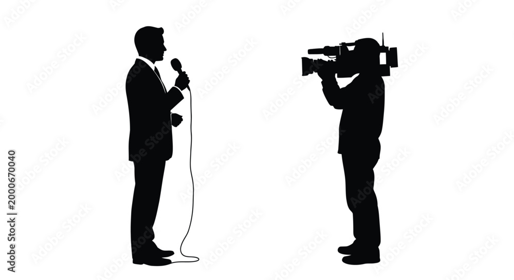 Εκτύπωση καμβά Professional television reporter conducting an interview using a handheld microp