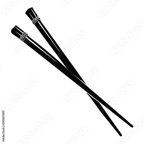 Chopsticks vector icon. Black silhouette of asian eating utensils. Simple graphic illustration for restaurant menu or food design