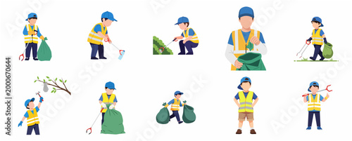 Children Engaged in Environmental Cleaning Activities Symbolizing Eco Friendly Lifestyle and Volunteering