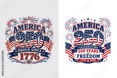 4th of July, Independence Day, fireworks T-shirt  typography design