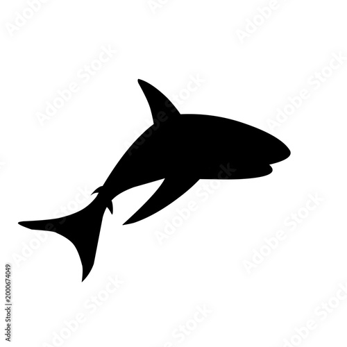 Hand Drawn Great White Shark Silhouette Ocean Life Doodle Illustration