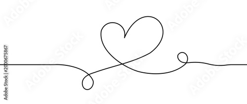 Continuous line squiggle cable with swirl curves and flowing movement, abstract black vector element.