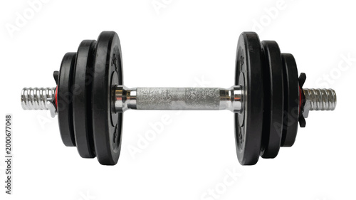 Adjustable Dumbbell for Strength Training and Fitness Workouts Isolated on White Background, Essential Equipment for Home Gyms and Professional Exercise Regimens