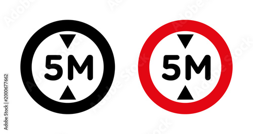5 meter signs vector graphics collection on white background