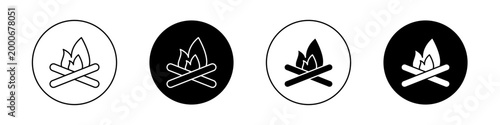 Bonfire icons vector graphics collection on white background