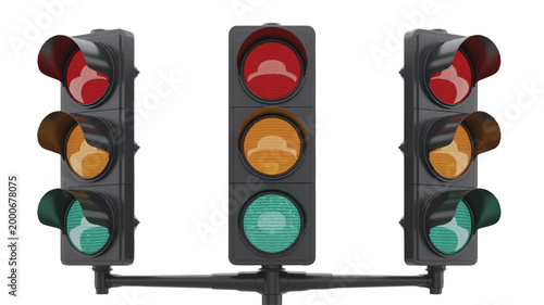 Traffic Light Signals Red, Yellow, and Green