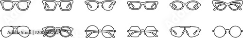 glasses and sunglasses frames collection icons on transparent background
