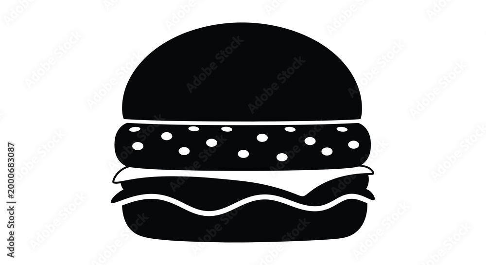 Fototapeta premium hamburger silhouette with black and white contrast on white background high quality professional detailed modern elegant stylish clean crisp vibrant