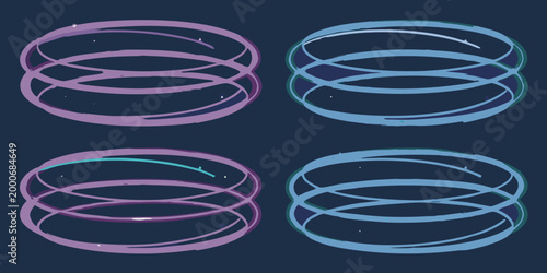 glowing orbital rings in four color variations