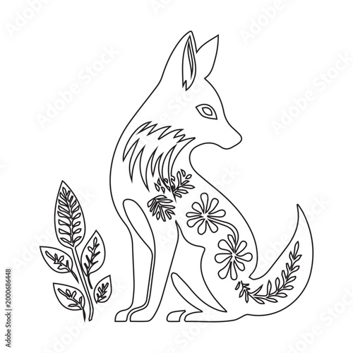 Foxy illustration with floral design