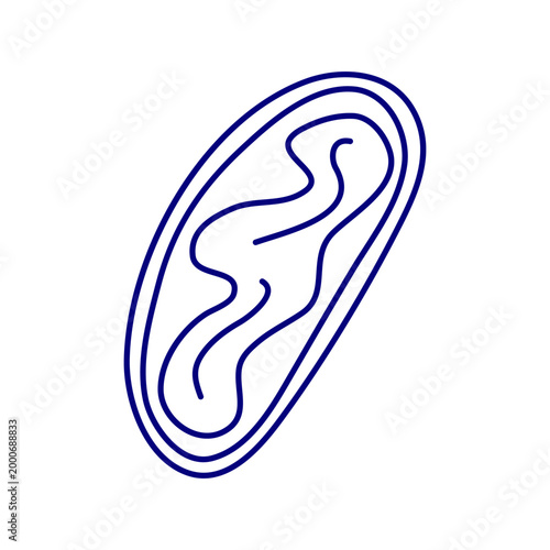 Cute hand drawn loaf slice with spread or jam in Mediterranean line art style isolated on white background. Lovely doodle outline breakfast toast top view.