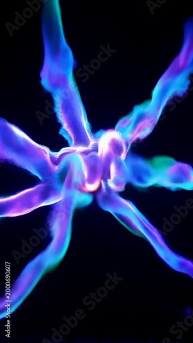 Stunning Display of Fluid Dynamics Captured in Two Frames, Showcasing a Vividly Colored Abstract Representation of an Octopus-Like Form in Motion