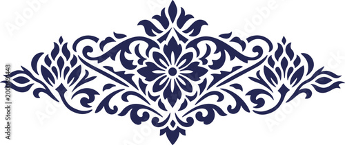 Schilderij op canvas Ottoman Floral Border SVG – Turkish Decorative Ornament, Islamic Arabesque Patte