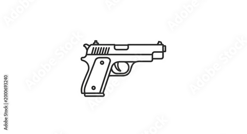 Line art illustration of a classic semi-automatic pistol.