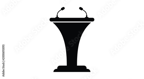 podium silhouette with microphones black and white isolated high quality professional detailed modern elegant stylish clean crisp vibrant colorful digital