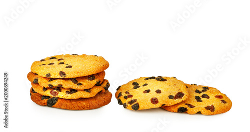 Raisin Cookies isolated on a white background, contour