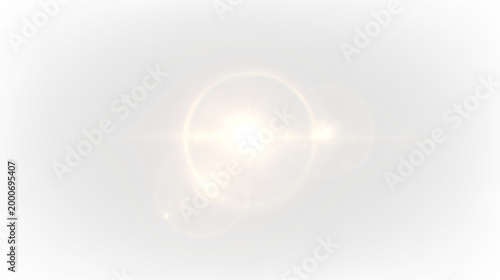 Cuadro en lienzo Golden light flare effect with a vibrant central orb and soft circular elements