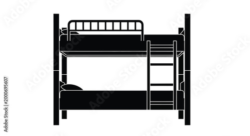 bunk bed silhouette with ladder and railings on white background high quality professional detailed modern elegant stylish clean crisp vibrant