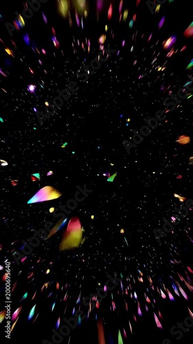 A Stunning Visual Journey Through Vibrant Light Particles and Colorful Refractions in a Dark Space, Capturing the Beauty of Abstract Artistry in Motion