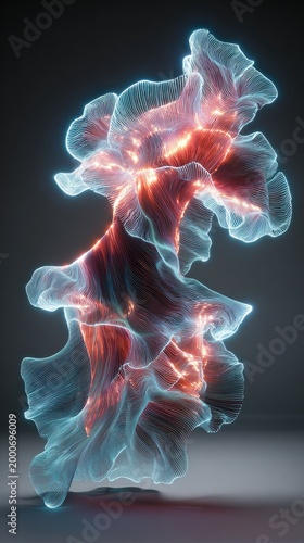 Ethereal Abstract Light Form with Colorful Waves and Glow Effects