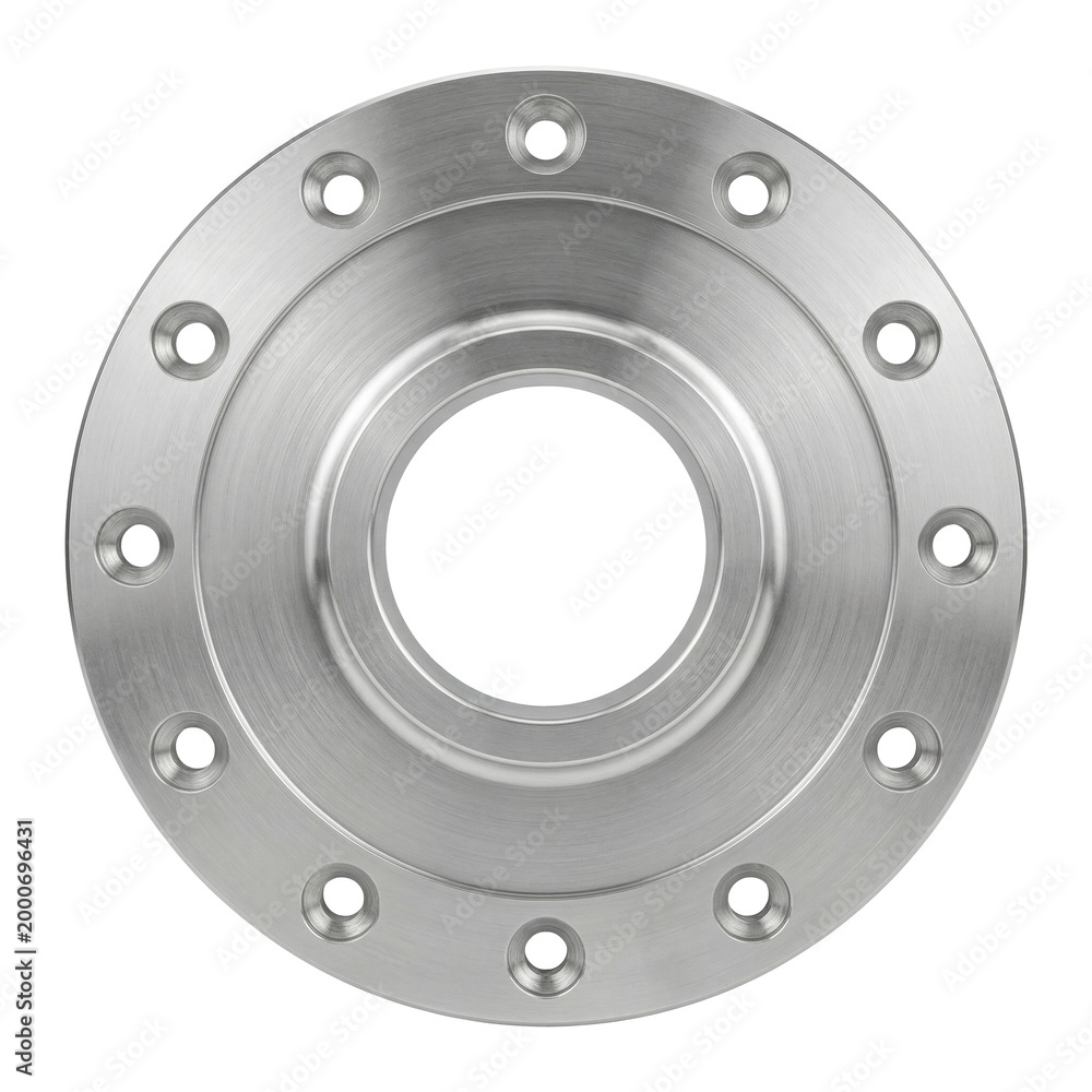 Naklejka premium Metal Flange Component with Fasteners and Micro Components for Aerospace Engineering