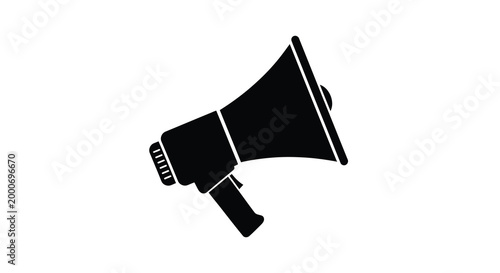 megaphone icon in black silhouette against white background high quality professional detailed modern elegant stylish clean crisp vibrant colorful digital