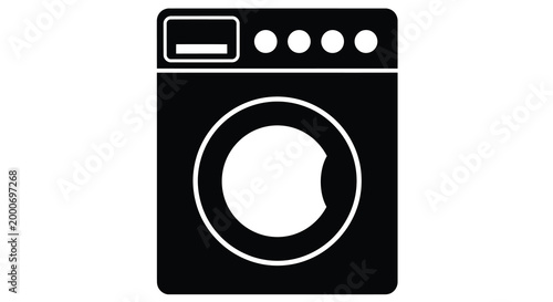 washing machine icon in black and white silhouette style high quality professional detailed modern elegant stylish clean crisp vibrant colorful