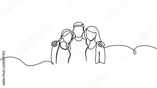 Continuous one line people group art drawing single business couple. Group people team vector diverse together award friendship talking office women concept meeting happy different guy sales character