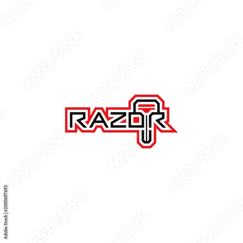 Shaving razor text, company logo.