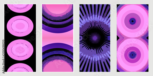 four distinct digital art patterns using a cohesive color scheme high quality professional detailed modern