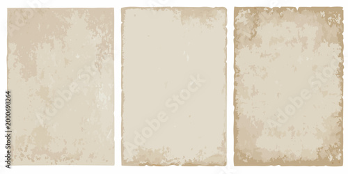 three rectangular sheets of aged paper with textured edges high quality professional detailed modern elegant