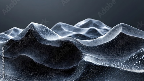 Abstract Digital Landscape with Fluid Waves and Light Effects